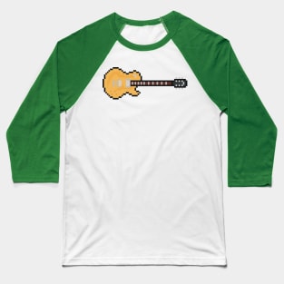 Pixel Light Golden Blackout Guitar Baseball T-Shirt